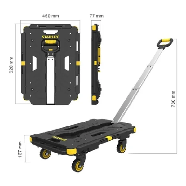 Stanley PC532 137 kg 62x45 cm Dört Tekerli Çekme Kollu Yük ve Paket Taşıma Arabası - Görsel 6