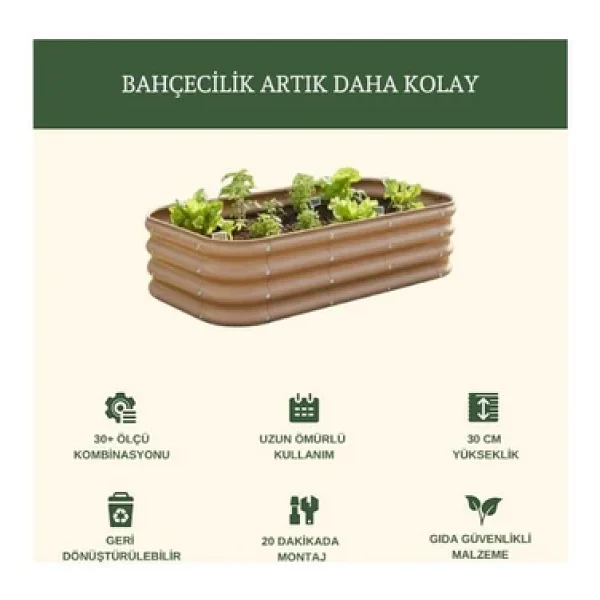 Modüler Yükseltilmiş Bahçe Yatağı Yükseltilmiş Sebze Yatağı No:8 (165X85) Gri - Görsel 3