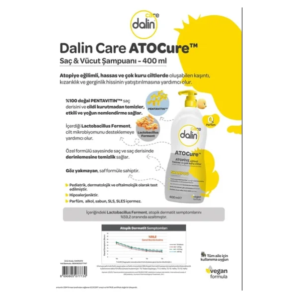 Dalin Atocure 400 ml 2 Adet Saç ve Vücut Şampuanı - Görsel 5