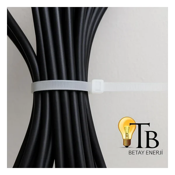 Gwest Kablo Bağı 250X3.6 Mm 100 Adet Beyaz Plastik Kelepçe Nylon 66 Standart Kablo Bağları - Görsel 2