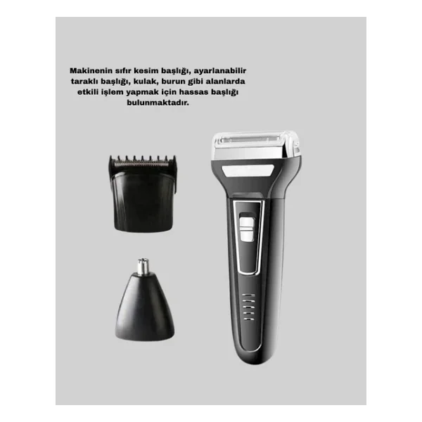 Insua 3 Başlıklı Profesyonel Tıraş Makinesi - Sıfır Kesim, Hassas Başlık, Güçlü Motor - Görsel 2