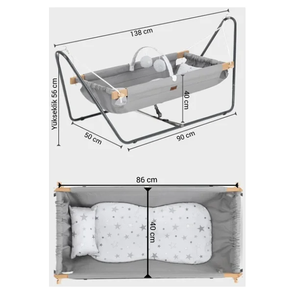Wellgro Cozy Nest Hamak Beşik Gri, Anne Yanı Bebek Hamağı - Görsel 4