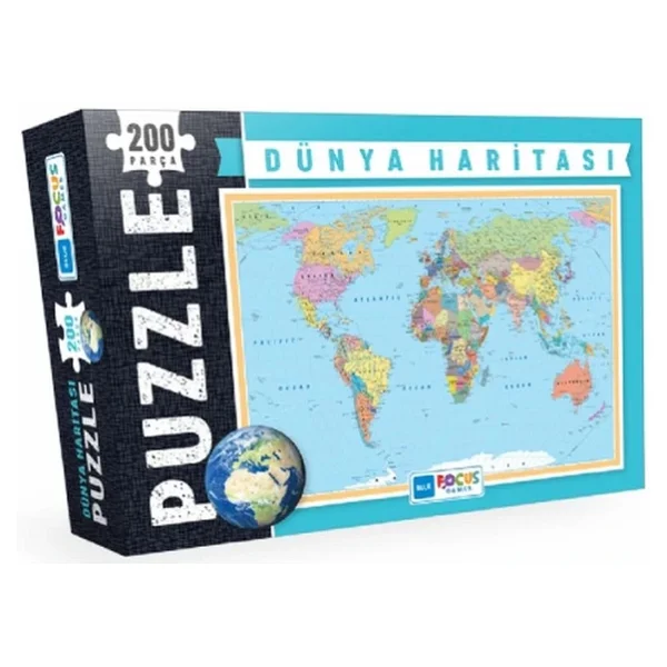 Blue Focus Dünya Haritası BF238 200 Parça Puzzle - Görsel 5