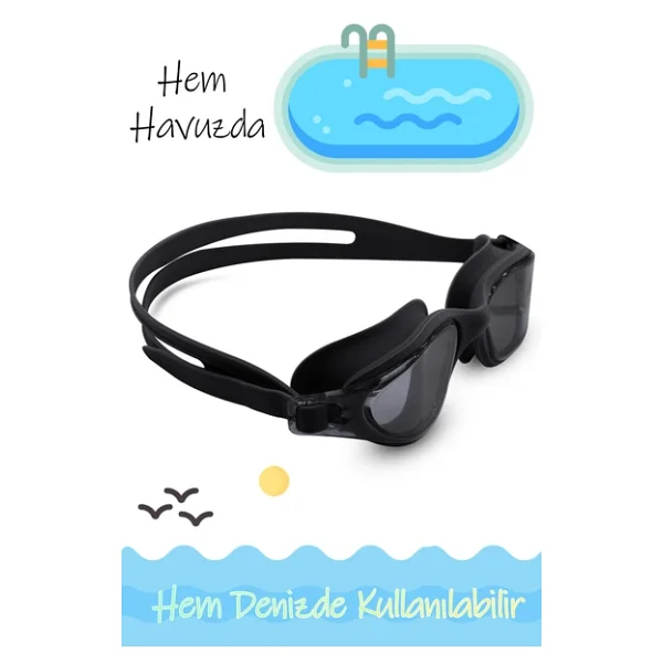 Telvesse 4LÜ SET Swimmer PRO Buğu Yapmaz Havuz Deniz Yüzücü Gözlüğü Boneli Tıkaçlı UV Korumalı Yüzme Siyah - Görsel 5