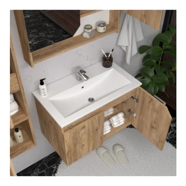 Teta Home Napoli Boy Dolaplı 80 cm Banyo Seti - Görsel 4