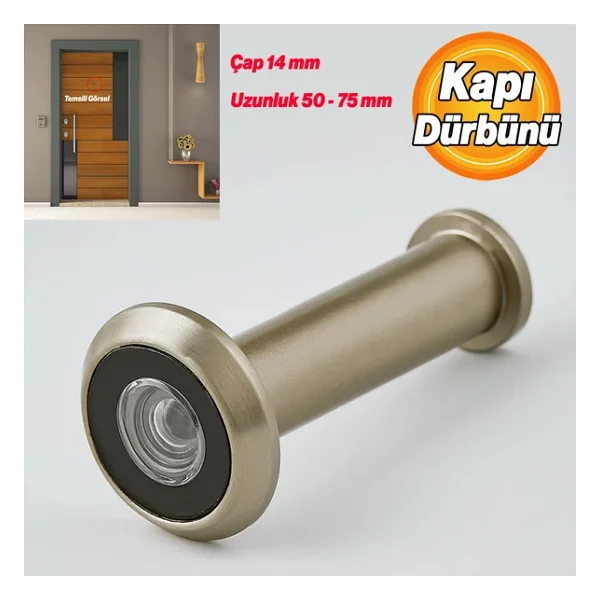 Saten Renk Kapı Dürbünü Kısa 50-75 mm Ayarlanabilir 14 mm Geniş Açılı Güvenlik Kapı Gözetleme Dürbünü - Görsel 6