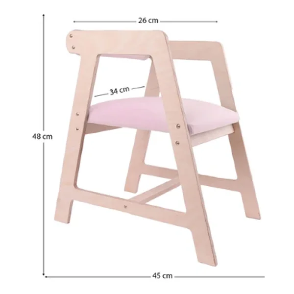 Ahşap Çocuk Oyun, Aktivite, Çalışma Masası Sandalyesi Pembe - Görsel 2