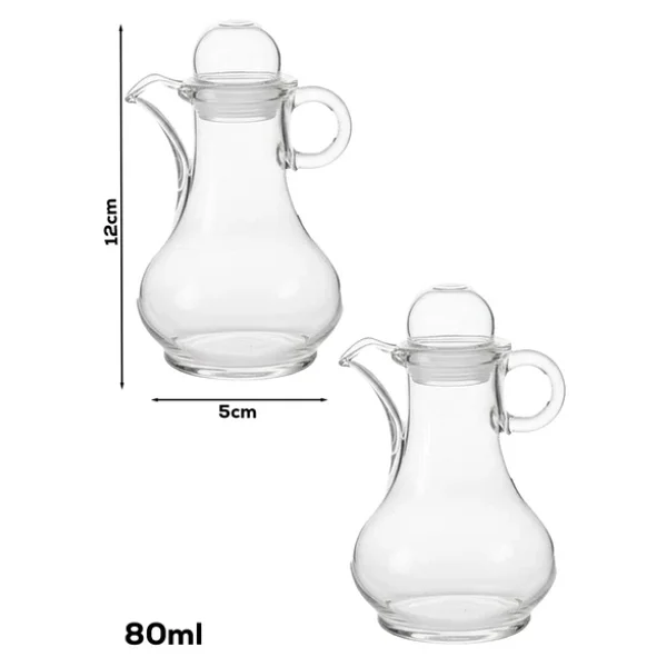 Porsima Pbt-570 Kapaklı Akrilik 2li Yağlık Sirkelik Yağdanlık Seti 80ml - Görsel 5