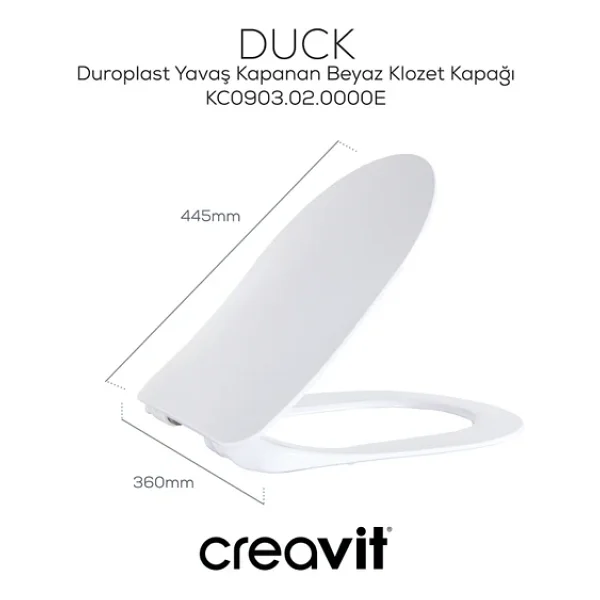 Creavit Terra Rim-off Asma Klozet Ve Duck Duroplast Yavaş Kapanan Kapak Seti - Görsel 3