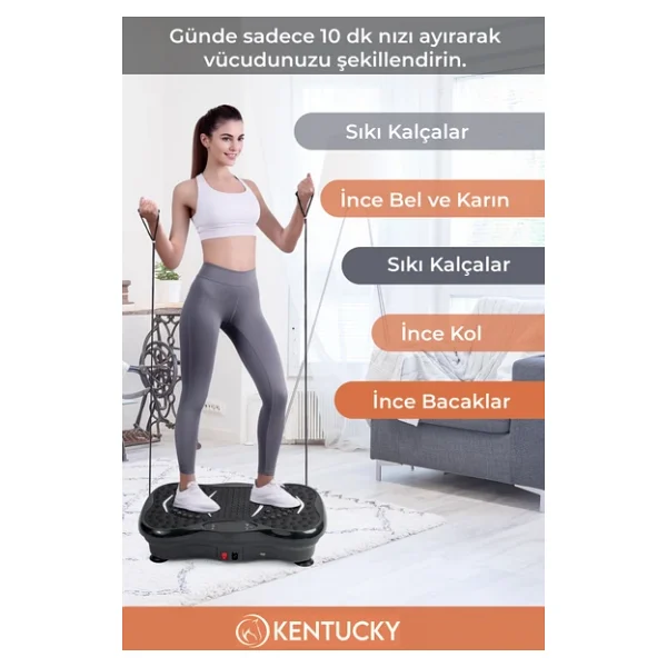 3D 5 Programlı Titreşimli Spor Kondisyon Fitness Egzersiz Aleti Vipration Plates Siyah - Görsel 6