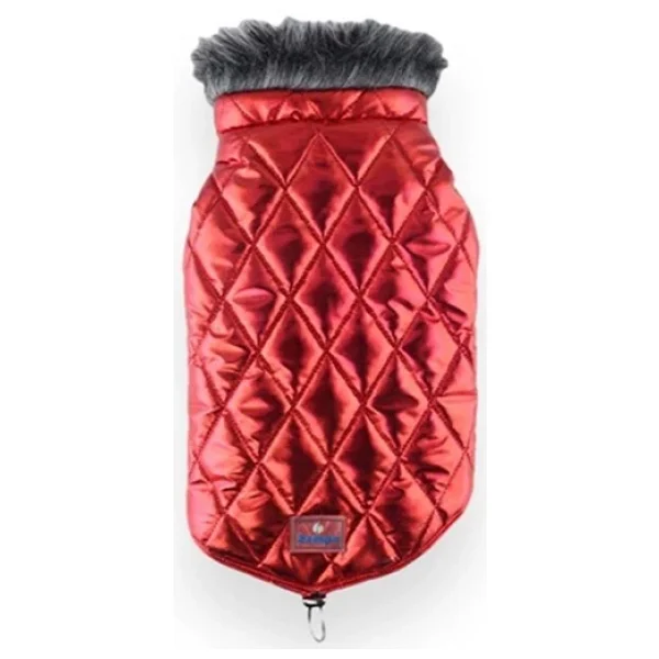 Zampa Shiny Yakalı Kürklü Mont Kırmızı XLarge - Görsel 2