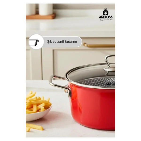 Amboss Crispella 22 cm Emaye Kızartma Tenceresi - Görsel 3