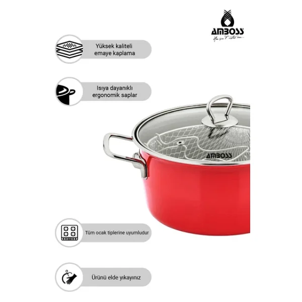 Amboss Crispella 22 cm Emaye Kızartma Tenceresi - Görsel 4