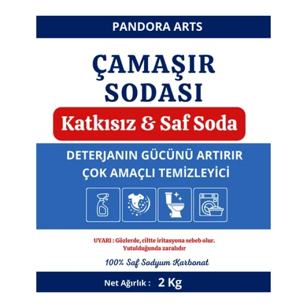 Pandora Arts Çamaşır Sodası Sodyum Karbonat Eco 2 Kg Çamaşır Deterjanı Ağartıcı Katkısı Kireç Önleyici - Görsel 2
