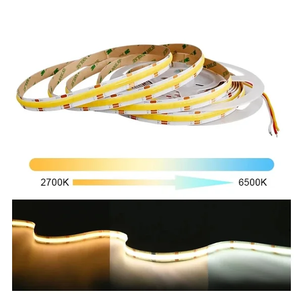 COB Led şerit 5metre 24V 480LED/m 6000K soğuk beyaz 10W 8mm IP20 aydınlatma ışık hortum kendinden yapışkanlı - Görsel 7