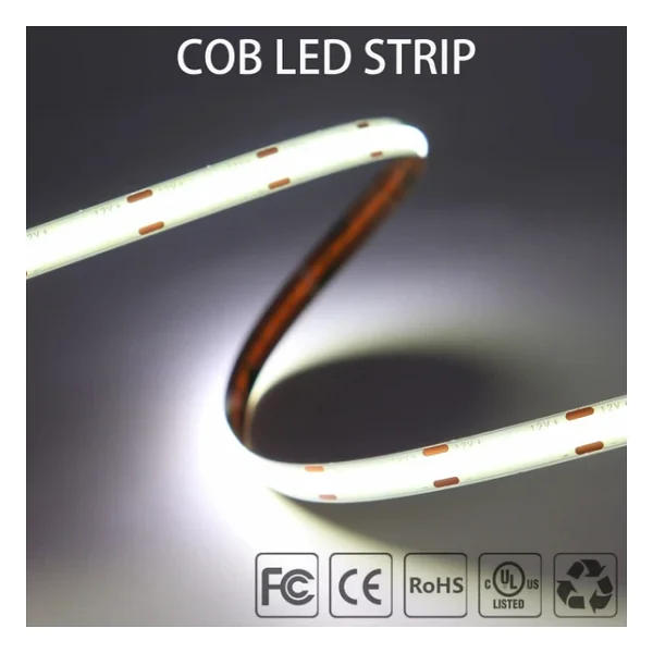 COB Led şerit 5metre 24V 480LED/m 6000K soğuk beyaz 10W 8mm IP20 aydınlatma ışık hortum kendinden yapışkanlı - Görsel 3