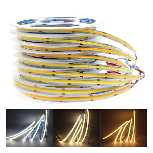COB Led şerit 5metre 24V 480LED/m 6000K soğuk beyaz 10W 8mm IP20 aydınlatma ışık hortum kendinden yapışkanlı - Görsel 8