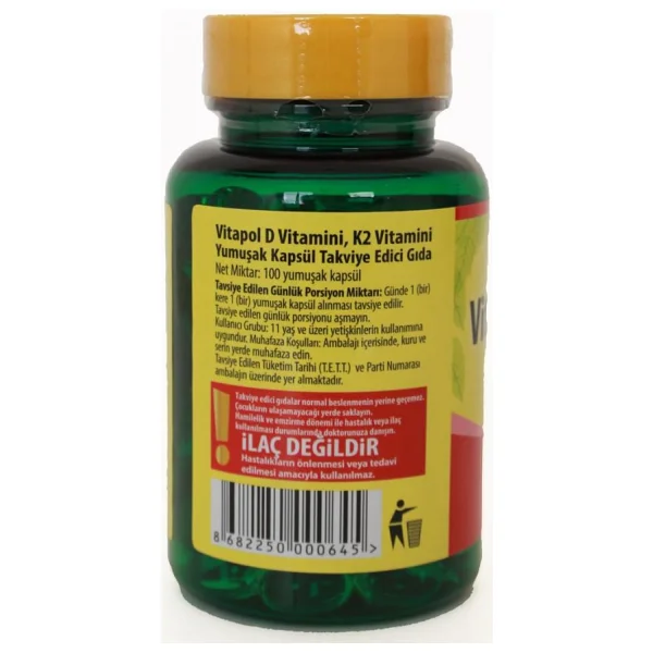 Vitapol D3 Vitamin K2 100 Softgel 3 Adet - Görsel 3