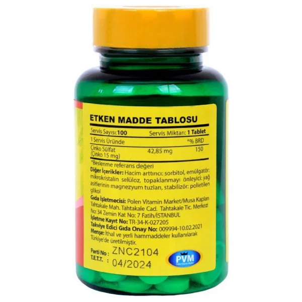 Vitapol Çinko Sülfat 100 Tablet - Görsel 7