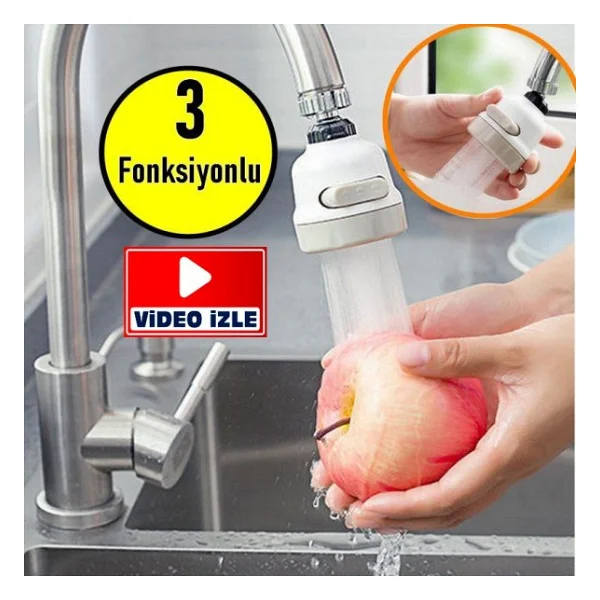 Tasarruflu 3 Fonksiyonlu Musluk Başlığı Musluk Başlığı 3 Fonksiyonlu Kolay Yıkama Aparatı Su Tasarru - Görsel 2