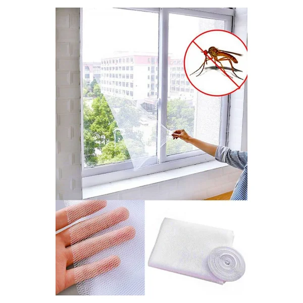 Kesilebilir Pencere Sinekliği Cırt Bantlı Yapışkanlı 150Cm X 130Cm Çıkarılabilir Tül Sineklik - Görsel 2