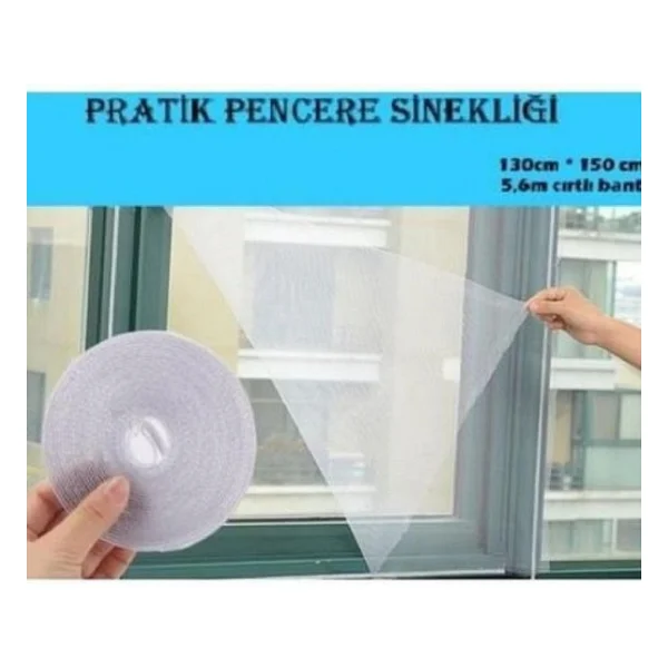 Kesilebilir Pencere Sinekliği Cırt Bantlı Yapışkanlı 150Cm X 130Cm Çıkarılabilir Tül Sineklik - Görsel 5