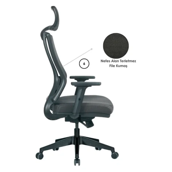 Casella Eden Fileli Yönetici Koltuğu Ofis Koltuğu Ergonomik, Şık Ve Fonksiyonel - Görsel 5