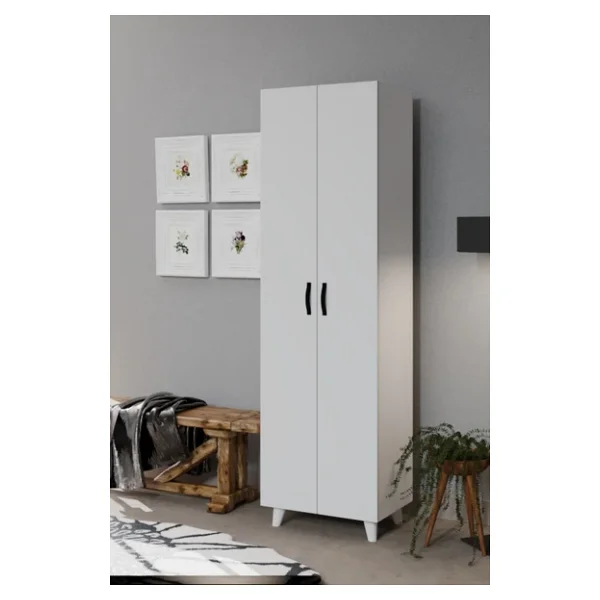 KZY 8 Raflı 2 Kapaklı 16R Ayakkabı Dolabı Banyo Dolabı Çok Amaçlı Dolap Beyaz - Görsel 3
