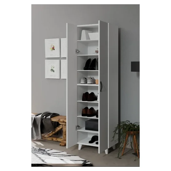 KZY 8 Raflı 2 Kapaklı 16R Ayakkabı Dolabı Banyo Dolabı Çok Amaçlı Dolap Beyaz - Görsel 6