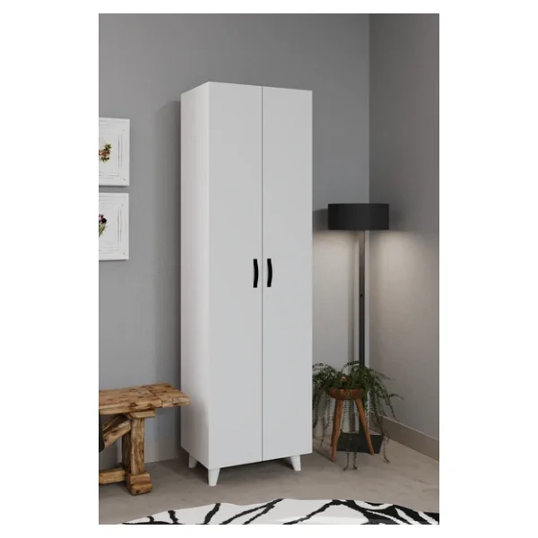 KZY 8 Raflı 2 Kapaklı 16R Ayakkabı Dolabı Banyo Dolabı Çok Amaçlı Dolap Beyaz - Görsel 2