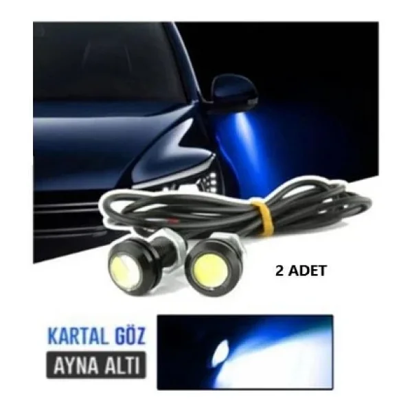 Oto Motto Ayna Altı Led Ayna Altı Cob Aydınlatma Led Eagle Eye 2 Adet Beyaz Sağ Sol Takım - Görsel 3