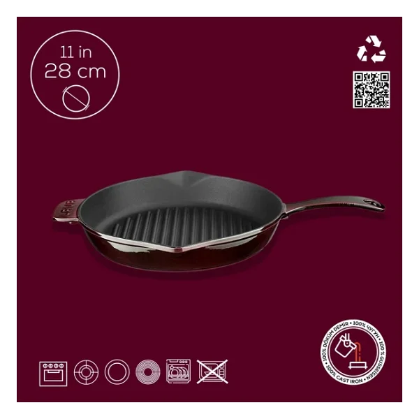 Lava Premium Majolica Mor 28 cm Demir Döküm Izgara Tavası - Görsel 9