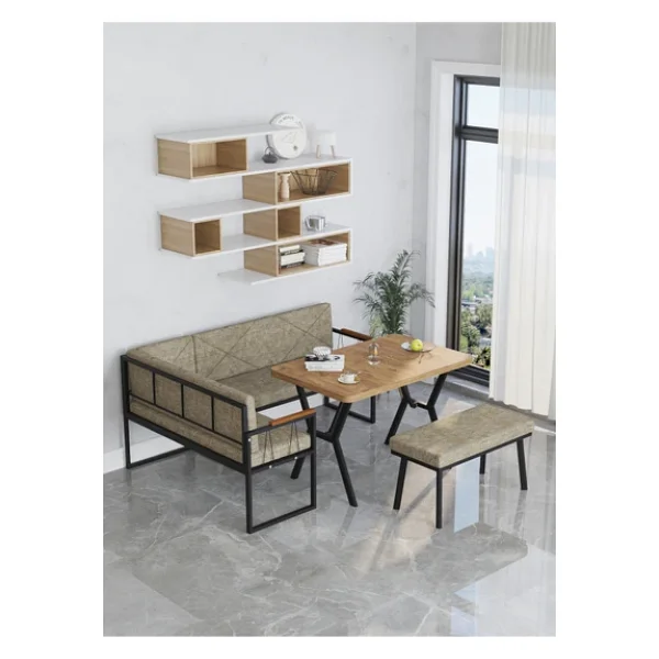 Mygusi Src 70x110 Atlantik Masalı Köşe Takımı Mutfak Balkon Köşe Takımı, Mutfak Masası Takımı - Cappucino - Görsel 3