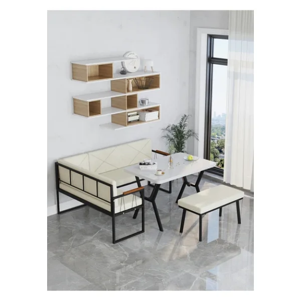 Mygusi Src 70x110cm Beyaz Masalı, Köşe Takımı, Mutfak, Balkon Köşe Takımı, Mutfak Masası Takımı - Krem - Görsel 4