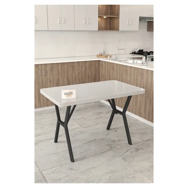 Mygusi Gnr 70x110cm Sabit Beyaz Mutfak Masası Takımı, Yemek Masası, 4 Modern Antrasit Sandalye - Görsel 4