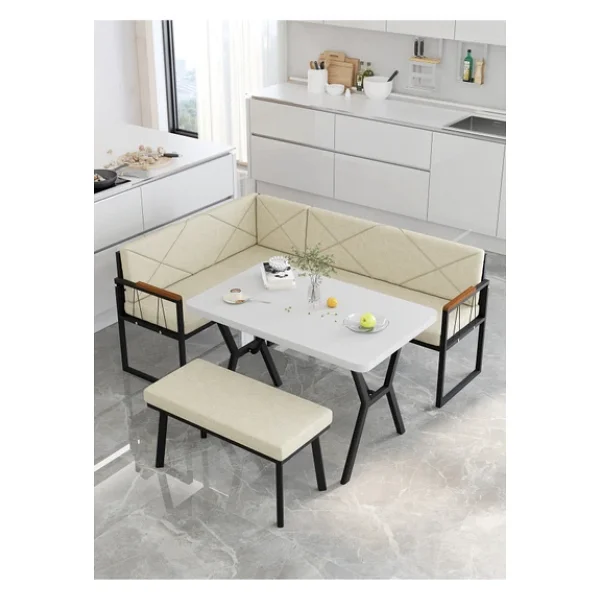 Mygusi Src 70x110cm Beyaz Masalı, Köşe Takımı, Mutfak, Balkon Köşe Takımı, Mutfak Masası Takımı - Krem - Görsel 2