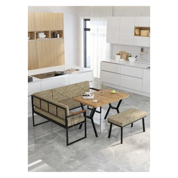 Mygusi Src 70x110 Atlantik Masalı Köşe Takımı Mutfak Balkon Köşe Takımı, Mutfak Masası Takımı - Cappucino - Görsel 4