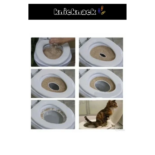 Premium Seri Kum Kabı Wc Klozet Alıştırma Kapağı Yetişkin Yavru Kedi Hijyenik Tuvalet Eğitim Seti - Görsel 5