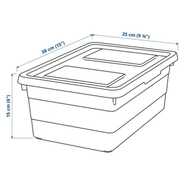 IKEA SOCKERBIT kapaklı kutu, beyaz, 38x25x15 cm - Görsel 3