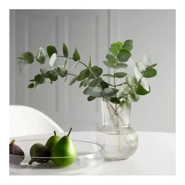 IKEA Premium Ürün Küçük Boy 17 Cm Desenli Yüzey Yuvarlak Modern Cam Vazo - Görsel 2