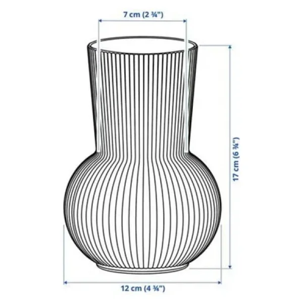 IKEA Premium Ürün Küçük Boy 17 Cm Desenli Yüzey Yuvarlak Modern Cam Vazo - Görsel 5