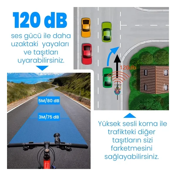 Upway Yüksek Sesli Elektronik Bisiklet Scooter Kornası - Pilli 120Db Ses Gücü - Görsel 7