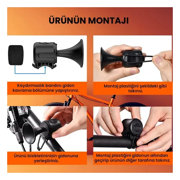 Upway Yüksek Sesli Elektronik Bisiklet Scooter Kornası - Pilli 120Db Ses Gücü - Görsel 5