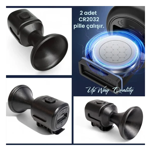 Upway Yüksek Sesli Elektronik Bisiklet Scooter Kornası - Pilli 120Db Ses Gücü - Görsel 6