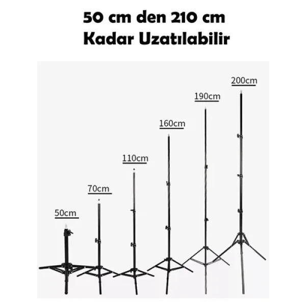 Taşınabilir Projeksiyon Cihazları Ve Selfie Kullanım İçin Üç Ayaklı Tripod 2.10 Metre - Görsel 7