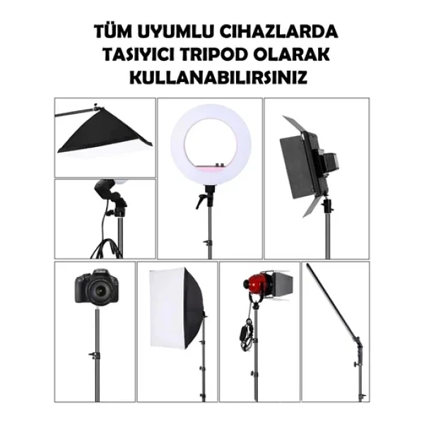 Taşınabilir Projeksiyon Cihazları Ve Selfie Kullanım İçin Üç Ayaklı Tripod 2.10 Metre - Görsel 8