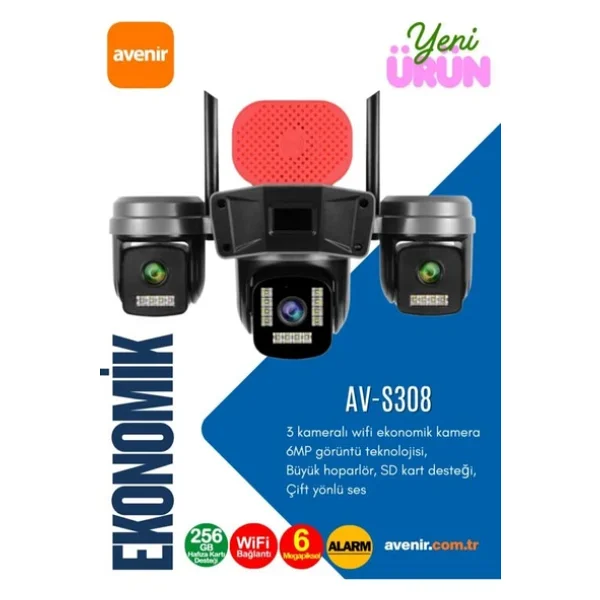 Avenir AV-S308 6 MP Güneş Enerjili Gece Görüşlü IP Wi-Fi Güvenlik Kamerası - Görsel 3