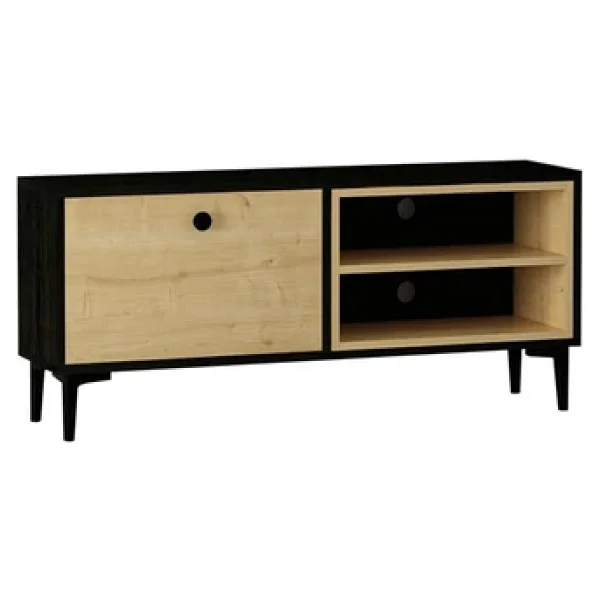 Selis T004 Modern Tv Sehpası - Ahşap Siyah/Safir Meşe - 120 Cm - Görsel 5