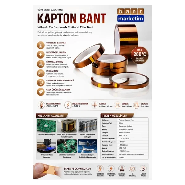 Isıya Dayanıklı Kapton Bant 50Mmx33mt - Görsel 5