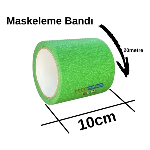 Maskeleme Kağıt Bant Geniş Taban Bandı 100MMX20MT Yeşil - Görsel 4